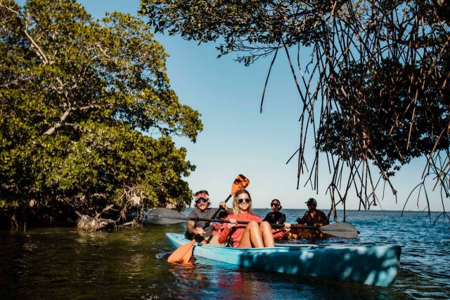 Guests kayaking in the Backcountry of Key West with Danger Charters