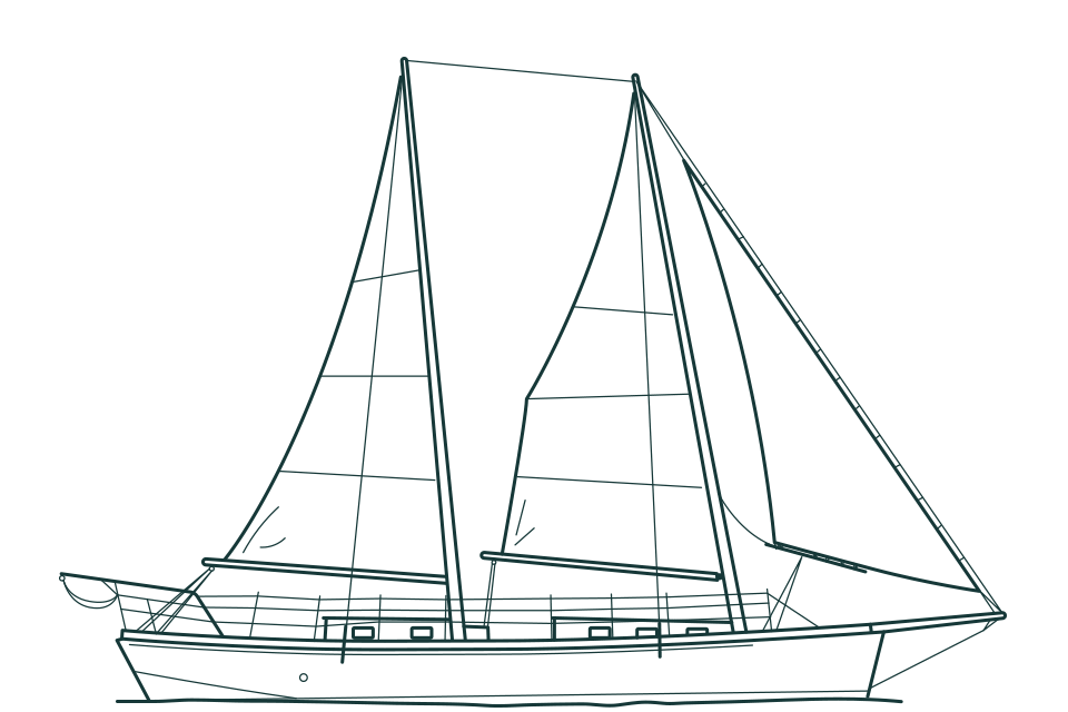 Schematic of Danger's Prize one of the schooners in Danger Charters' Key West fleet