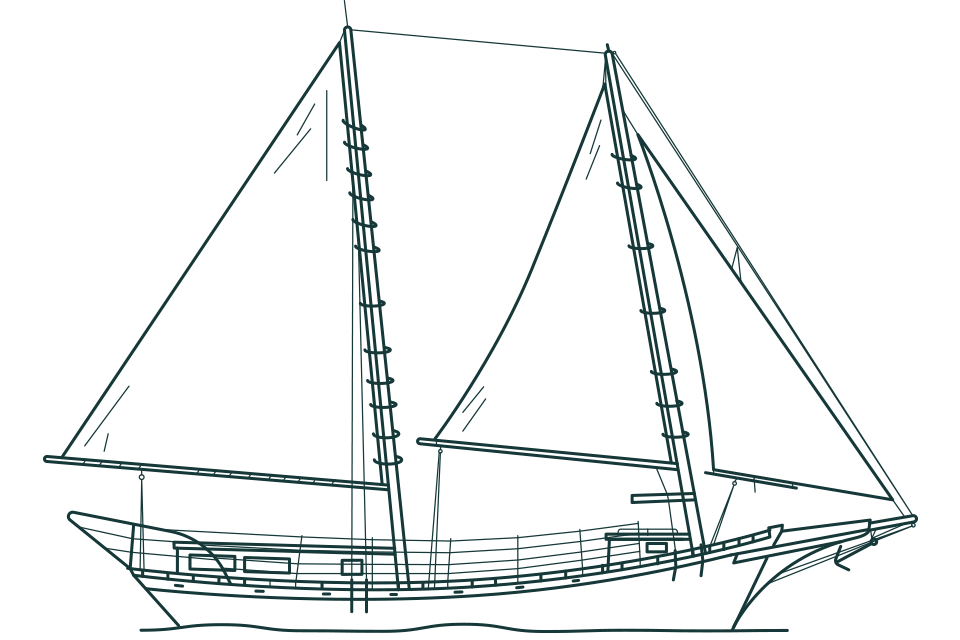 Schematic of Danger one of the schooners in Danger Charters' Key West fleet