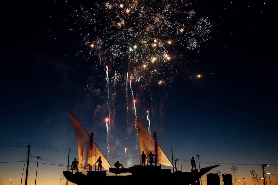 Fireworks at night over the waters near Key West