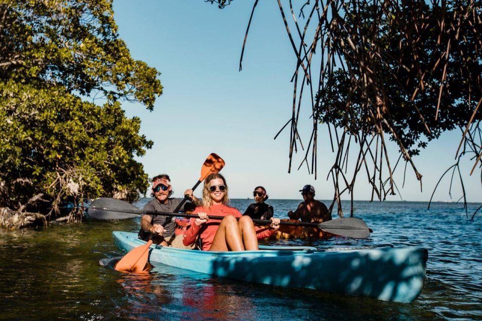 Guests kayaking in the Backcountry of Key West with Danger Charters